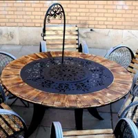 صندلی باغی میز آتشدان گرد دوگانه