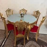 میز غذاخوری ۶نفره ،رنگ ورق طلا درحدنو