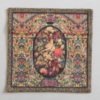 کوسن سنتی مخمل جدید طرح کاشی و گل و مرغ