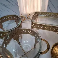 ست سه عددی سوفله خوری آنتیک طلایی|ظروف سرو و پذیرایی|بندر کنگان, |دیوار