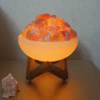 آباژور کاسه سفید سنگ نمک چراغ خواب باسنگ نارنجی