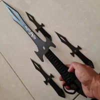 شمشیر سوزنی نینجا۲ لب تیز(مدل بتمن)سه چاقوی پرتابی