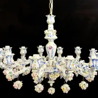 لوستر چینی گل برجسته سفید ابی گل قالبی