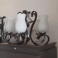 لوستر ۵ شاخه چوب و فلز