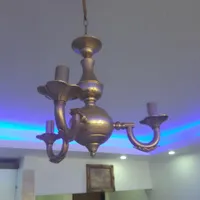 دو عدد لوستر سالم برنزی و شیشه ای