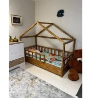 تخت خواب نوجوان مونته سوری چوبی روستیک دکور|تخت و سرویس خواب|تهران, شهرک امام خمینی|دیوار