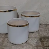 گلدون سرامیک ساده لبه طلا