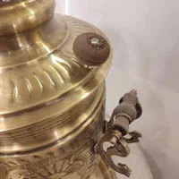 ست سماور ذغالی برنجی/همراه سرویس/تولیدی کویر مس|قوری، کتری، قهوه‌ساز دستی|یزد, |دیوار