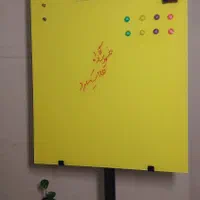 تخته وایت برد شیشه ای گلس برد رنگ زرد