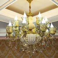 لوستر8شاخه 16 شعله ترکیب برنز و سرامیک ( رستمی )