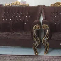 مبل قهوه ای سوخته 7نفره با میزعسلی و جلومبلی|مبلمان خانگی و میز عسلی|محمدیه-قزوین, |دیوار