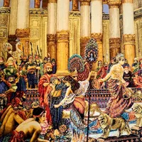 تابلو فرش دستباف ملک سلیمان چله ابریشم ۱۵۰ در ۱۰۰|تابلو فرش|تهران, ستارخان|دیوار