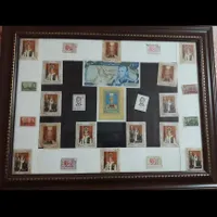 یک عد قاب عکس شاه زنش وپسرش ویک البوم تمبرشاهی