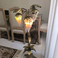 آباژور سه شاخه برنج و سنگ مرمر قدیمی فروش فوری|چراغ خواب و آباژور|تهران, گلستان (شهرک راه آهن)|دیوار