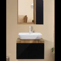 روشویی کسری مشکی چوب