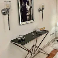آیینه کنسول فلزی مدرن شیک مدل هرمی یا الماسی|بوفه، ویترین، کنسول|آفتاب, |دیوار