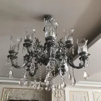 دو تا لوستر برنز پنج شاخه ،ده شعله سالم سالم|لوستر و چراغ آویز|اردبیل, |دیوار