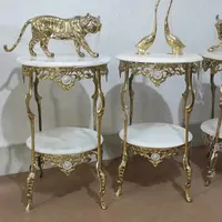 میز تلفن برنزی میز خاطره برنزی برنجی با سنگ مرمر