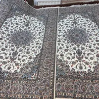 جفت فرش ۶ متری گل ابریشم دستبافت کاشان
