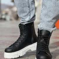 کتونی برشکا لژدار مشکی سفید نیم بوت مردانه Breshka|کیف، کفش، کمربند|تهران, تاکسیرانی|دیوار