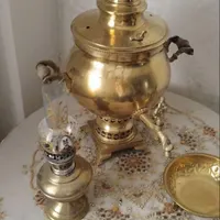 سماور مسی با پایه و پارچه‌ی کار شده|سماور، چای‌ساز، قهوه‌ساز|تهران, فیروزآبادی|دیوار