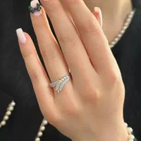 انگشتر نقره کادو تولد جواهری فلاور مارکیز خور کد۱۰