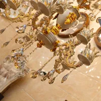 لوستر دوگل استاتیک کرم طلا فرانسه۴شاخه ۸لامپه بزرگ|لوستر و چراغ آویز|تبریز, |دیوار