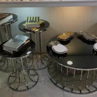 میز عسلی و جلو مبلی فلزی آبکاری فورتیک مدل ستونی