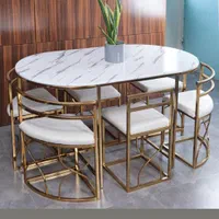 میز غذاخوری شیش نفره فلزی کمجا آبکاری درجه یک