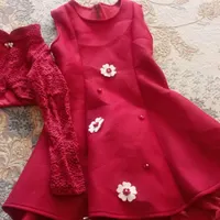 لباس  دخترانه مجلسی قرمز رنگ مناسب ۷ تا ۸