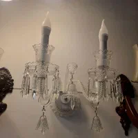 لوستردیوارکوب باکارات ۲ شعله کریستالی سفید