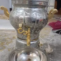 سماور طرح دار شیک نو با کارتن، سینی و ...