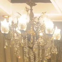 ۲ عدد لوستر ۶ شاخه قلمکاری شده (جنس برنج) در حد نو
