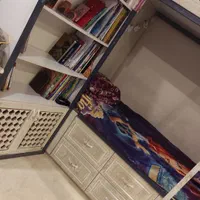 فروش تخت خواب دو طبقه+کتابخانه،مناسب کودک و نوجوان|تخت و سرویس خواب|مشهد, هفت تیر (حافظ)|دیوار