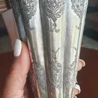 گلدان نقره مرغ و گل قدیمی