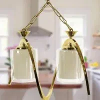 لوستر اشپزخانه و اتاق دو شاخه طلایی و نقره ای|لوستر و چراغ آویز|تبریز, |دیوار
