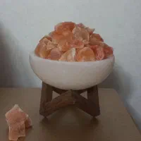 آباژور کاسه سفید سنگ نمک چراغ خواب باسنگ نارنجی|چراغ خواب و آباژور|تهران, فلسطین (میدان انقلاب)|دیوار