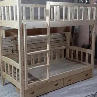 تخت دو طبقه نردبانی تمام چوب کد۰۲۷|تخت و سرویس خواب|تهران, شهر‌زیبا|دیوار
