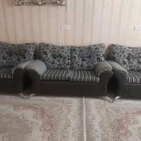 کاناپه بامیز و ۴عسلی جنس چرم و پارچه سالم