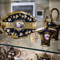 ظروف سبد دکوری جاکاردی لمونژ سرمه ای طلاکوب|صنایع دستی و سایر لوازم تزئینی|مشهد, کوشش|دیوار