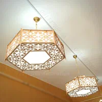 لوستر چوبی شش ضلعی قطر60|لوستر و چراغ آویز|تبریز, |دیوار