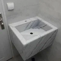 روشویی سنگی سفید و کرم