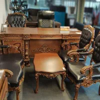 میز مدیریت شاهی 100*220 تمام چوب راش هفت کشو