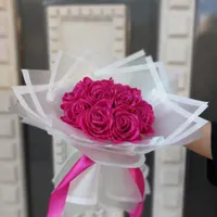 دسته گل ۱۰ شاخه فول شاین سرخابی|گل مصنوعی|قوچان, |دیوار