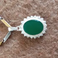 گردنبند نقره با سنگ یشم هندی