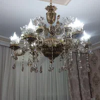 لوستر ۱۲ شعله رزشاهی سیاه قلم کاری
