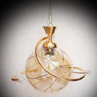 آکبند نو لوستر ماهان حباب عسلی نواری طلایی