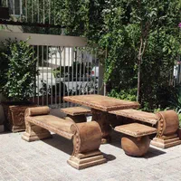 میز صندلی پشتی دار طرح چوب درختی آبنما کوروش نیمکت