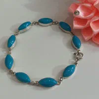 دستبند نقره نگین لوزی آبی کد ۹۱۰|جواهرات|اصفهان, مولوی|دیوار
