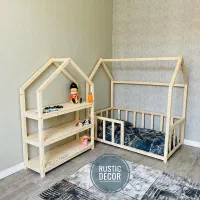 ویترین اتاق کودک چوبی روستیک دکور مدل کلبه ای|کتابخانه، شلف، قفسههای دیواری|تهران, یافت آباد جنوبی|دیوار